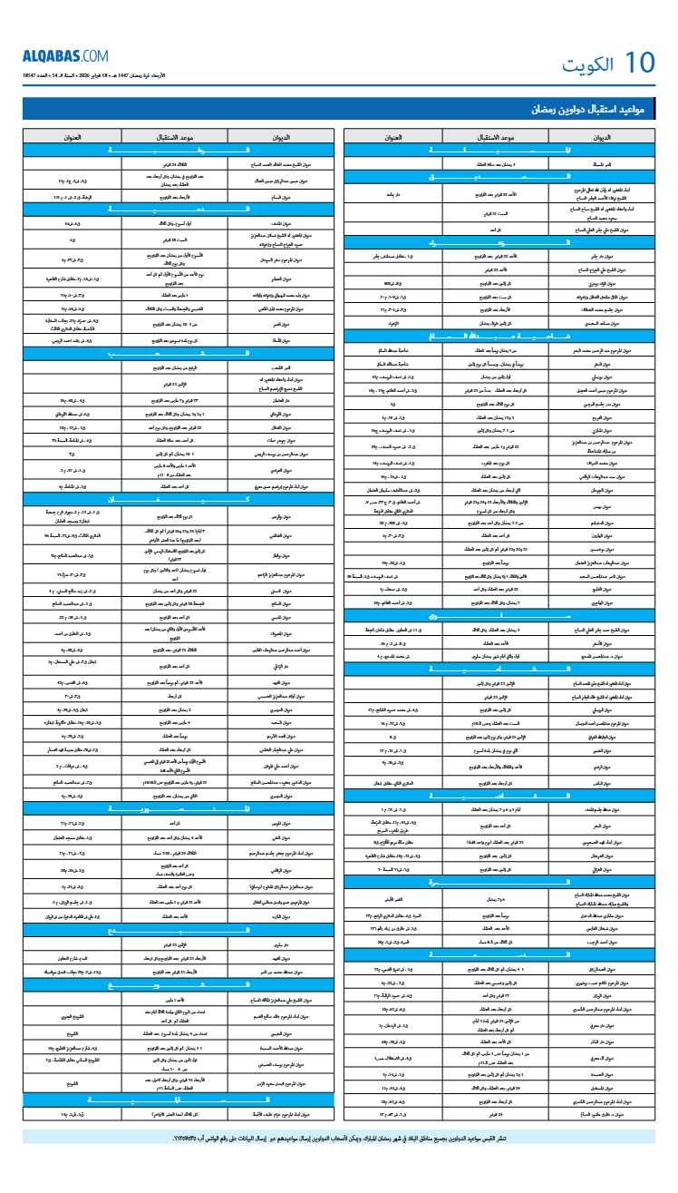 القبس تنشر مواعيد الدواوين .. طوال رمضان