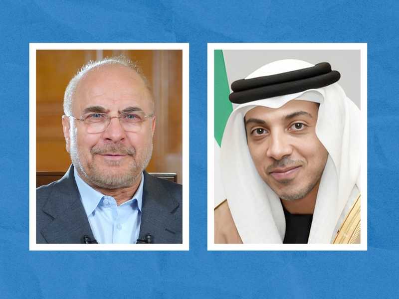 نائب رئيس الامارات يبحث مع قاليباف سبل خفض التصعيد في المنطقه