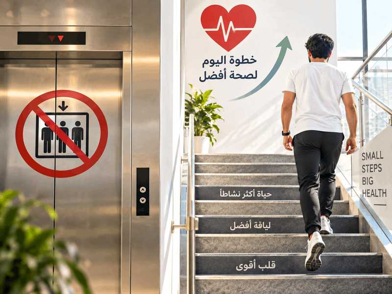 اترك المصعد واصعد الدرج.. عاده يوميه تعزز صحه قلبك