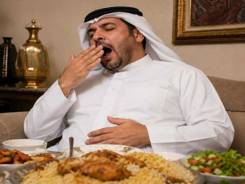 لماذا نشعر بالنعاس بعد تناول وجبه كبيره؟